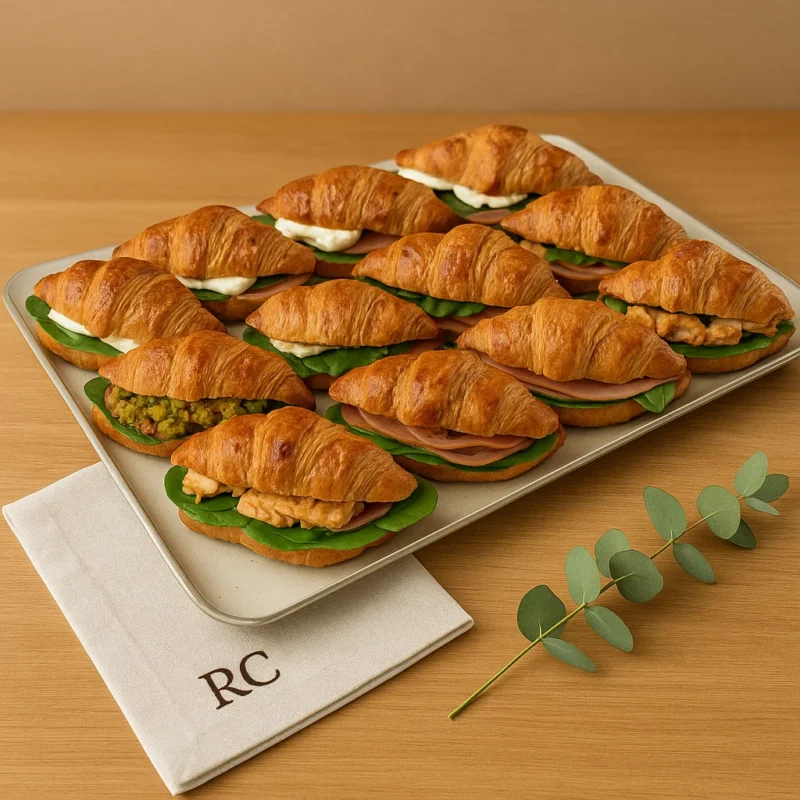 Bandeja 12 Mini Croissants Vegetarianos — Feta vegano, Vuna y Pesto