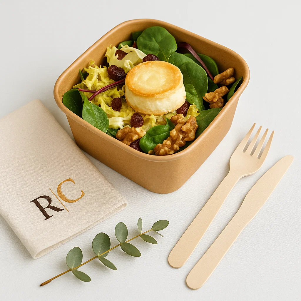 Ensalada de queso de cabra y membrillo (formato cocktail)